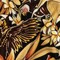 1 Yard Rayon Challis Fabric Black and Gold Floral Chiaroscuro Print 55 inch Width